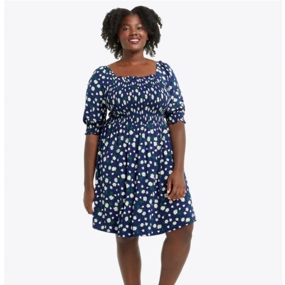 NWT Draper James Jo Dee Dress in Magnolia Blue Green Floral Stretch Mini XL - Picture 1 of 7